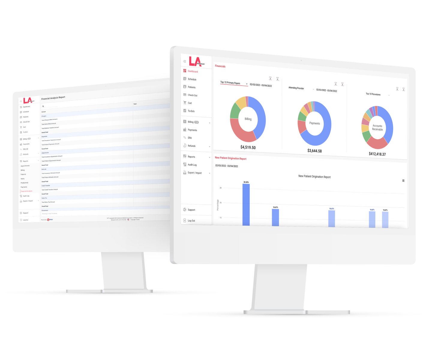 mockup of the ezderm billing module